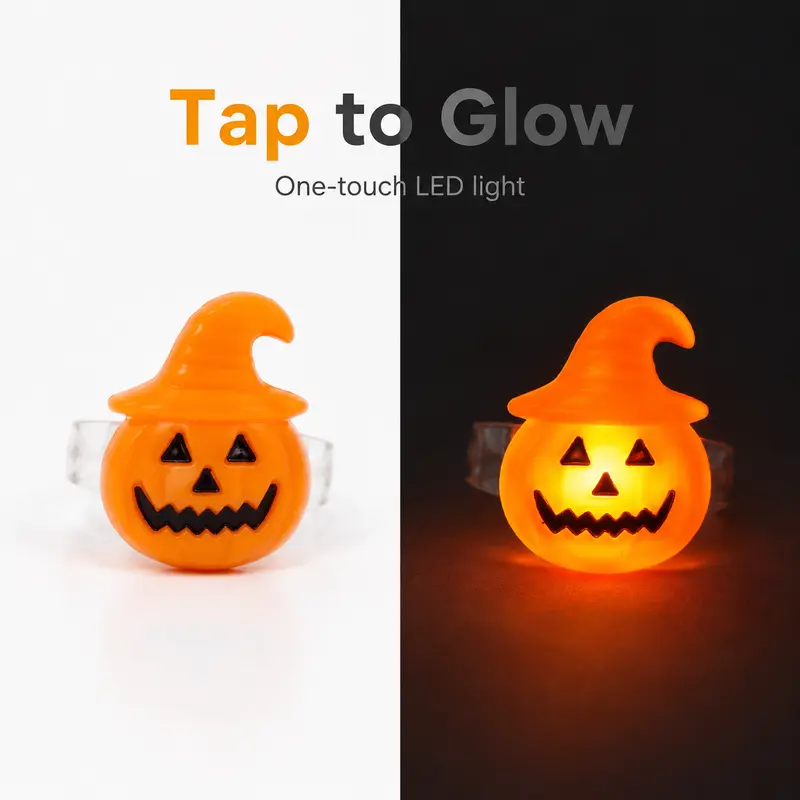 🔥🎃50 Pieces Each Box‼️✨LED Light Halloween Glowing Ring 💍| Flashing Light‑Up Party Favor for Halloween Night👻